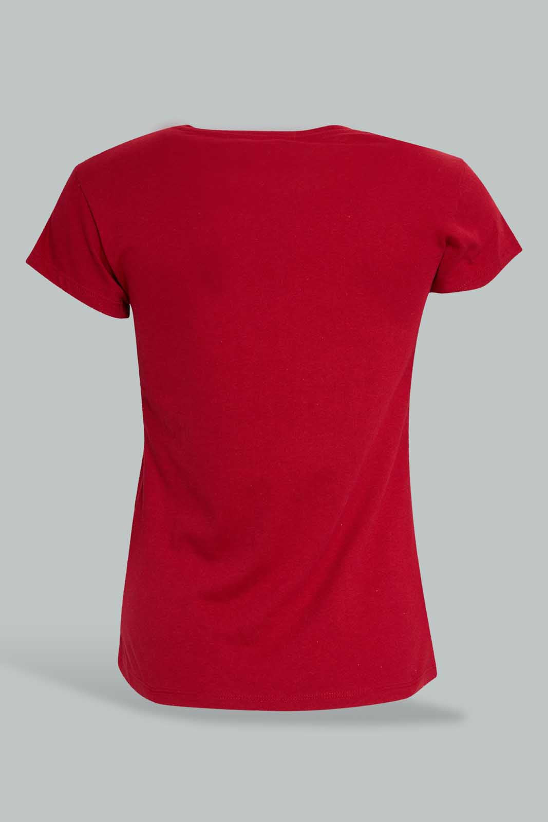 Redtag-Red-Graphic-T-Shirt-Cropped-Tops-Senior-Girls-9 to 14 Years
