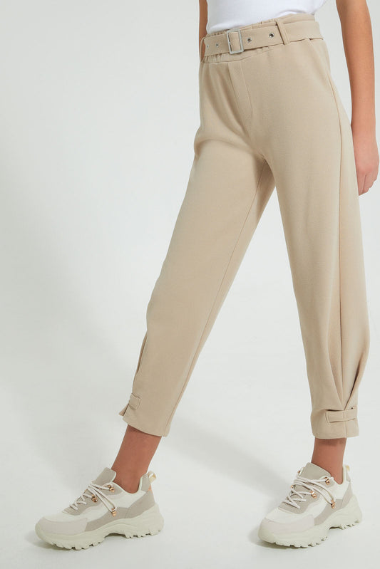 Redtag-Beige-Ankle-Grazer-Pant-With-Belt-Colour:Beige,-Filter:Senior-Girls-(9-to-14-Yrs),-GSR-Trousers,-New-In,-New-In-GSR,-Non-Sale,-Section:Kidswear,-W21A-Senior-Girls-9 to 14 Years