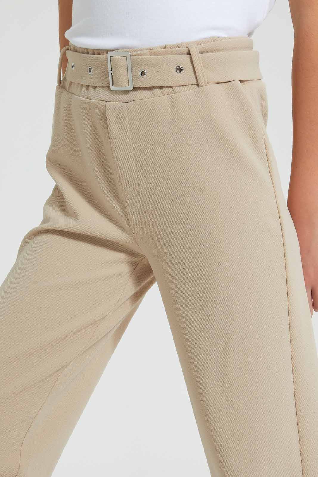 Redtag-Beige-Ankle-Grazer-Pant-With-Belt-Colour:Beige,-Filter:Senior-Girls-(9-to-14-Yrs),-GSR-Trousers,-New-In,-New-In-GSR,-Non-Sale,-Section:Kidswear,-W21A-Senior-Girls-9 to 14 Years