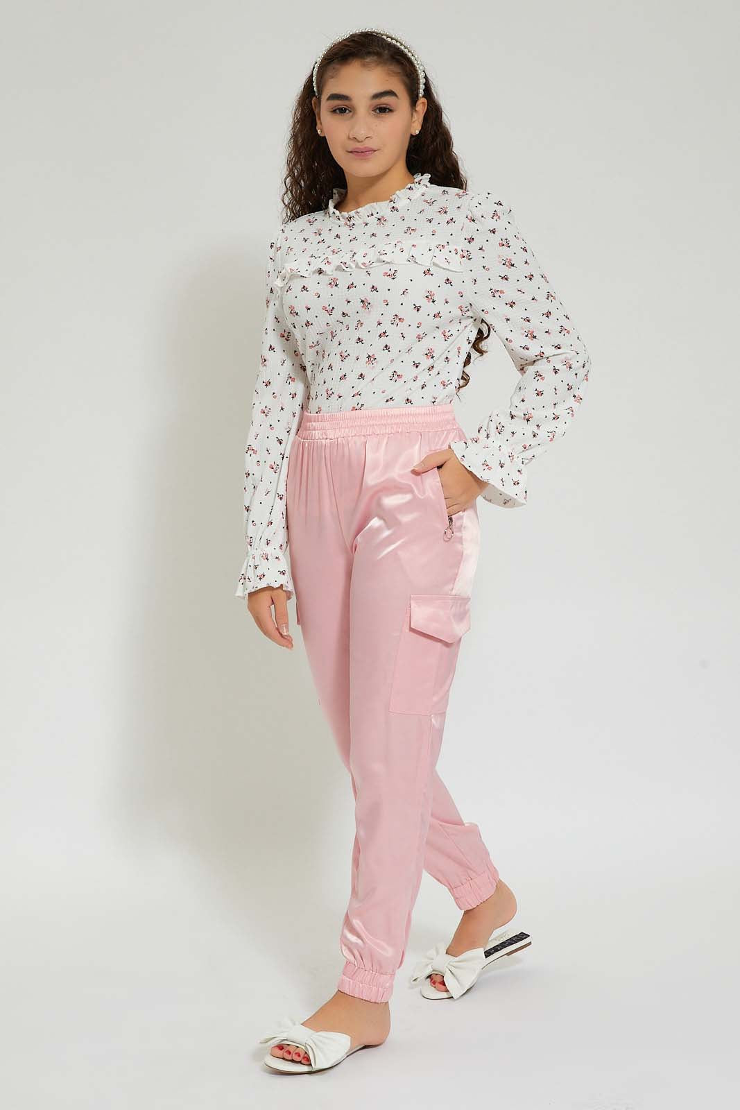 Redtag-Pink-Cargo-Pocket-Jogger-Cargo-Pants-Senior-Girls-9 to 14 Years