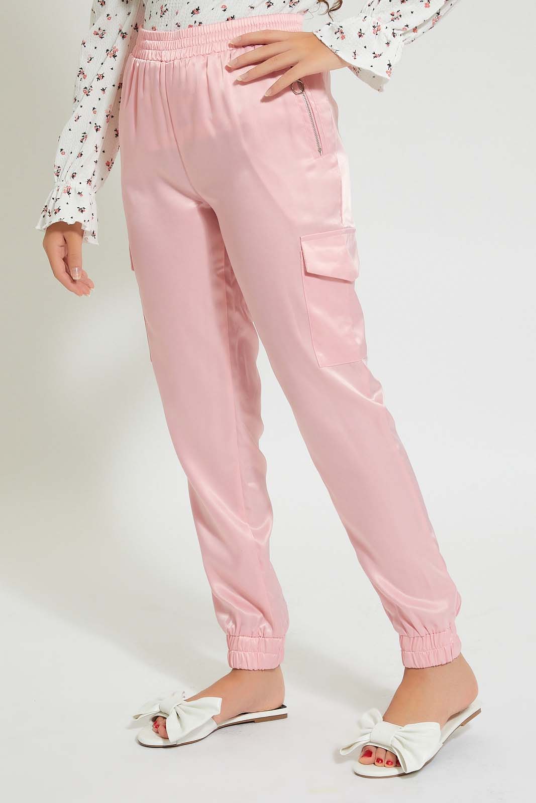 Redtag-Pink-Cargo-Pocket-Jogger-Cargo-Pants-Senior-Girls-9 to 14 Years