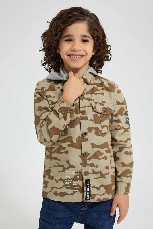 Redtag-Tan-Camo-Print-Hooded-Shirt-Boys-Shirts,-Colour:Tan,-Filter:Boys-(2-to-8-Yrs),-New-In,-New-In-BOY,-Non-Sale,-Section:Kidswear,-W21B-Boys-2 to 8 Years