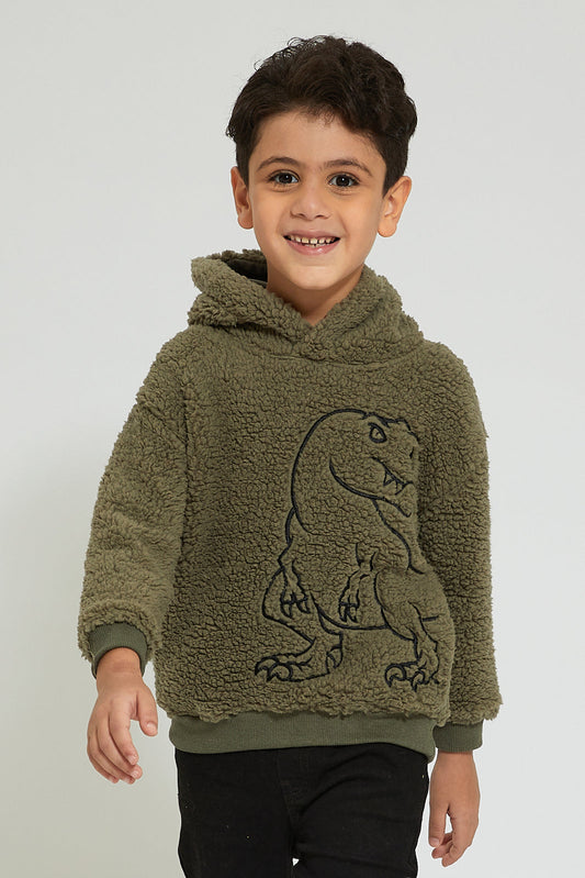 Redtag-Olive-Coral-Fleece-Hoodie-Sweatshirts-Boys-2 to 8 Years