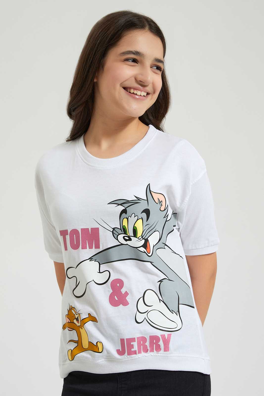 Redtag-White-Little-Mermaid-T-Shirt-Character-Senior-Girls-9 to 14 Years