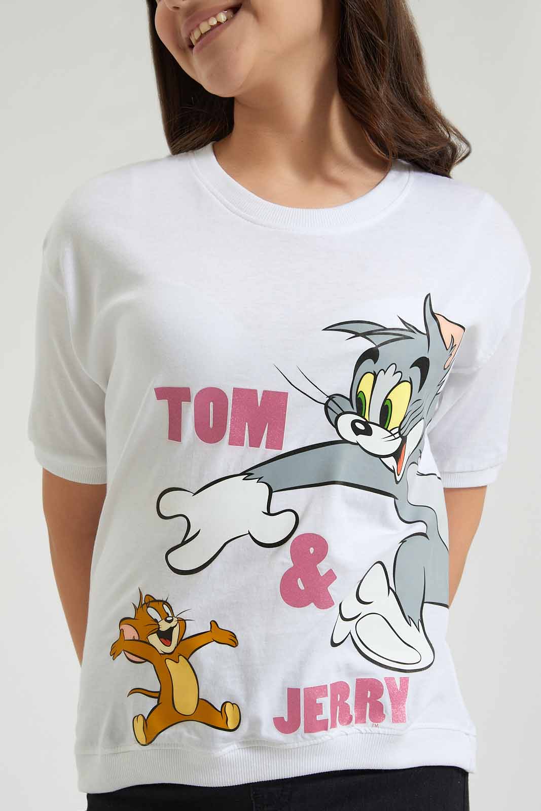 Redtag-White-Little-Mermaid-T-Shirt-Character-Senior-Girls-9 to 14 Years