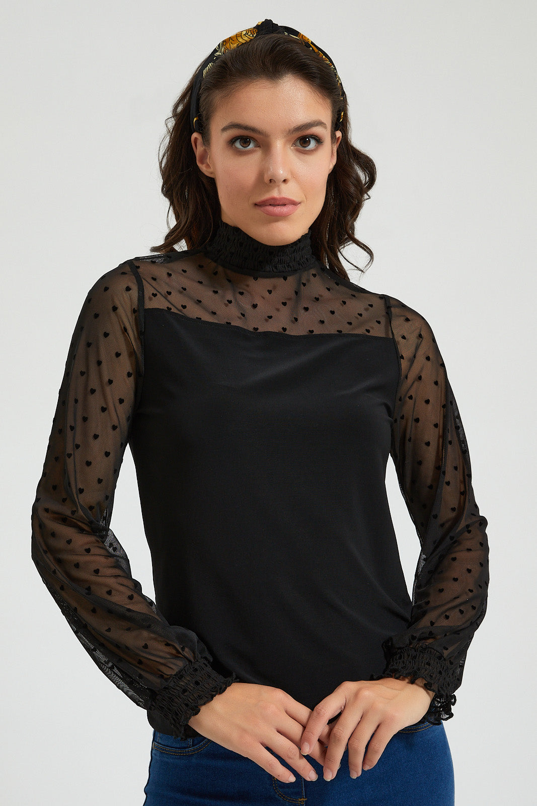 Black Sleeve Detail Top