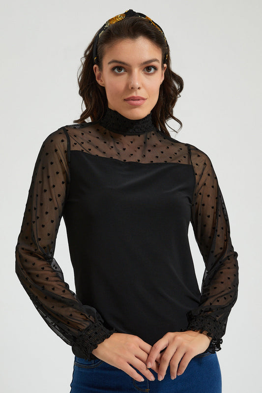 Black Sleeve Detail Top