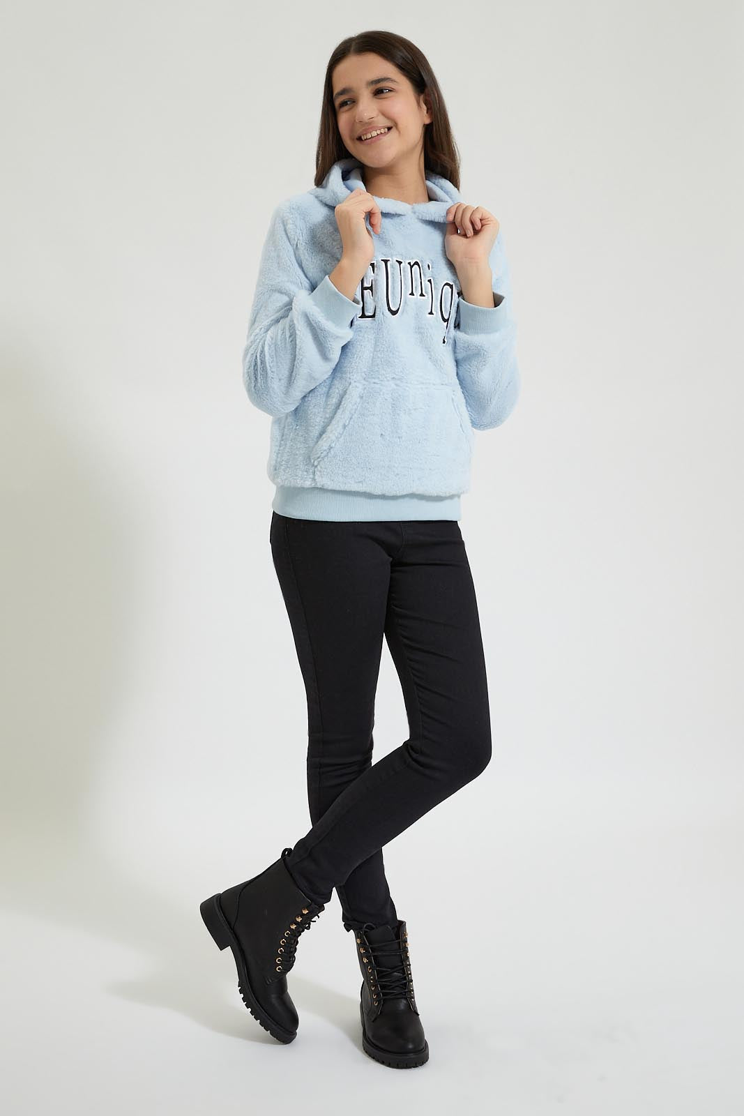 Redtag-Light-Blue-Fur-Hooded-Sweatshirt-Colour:Blue,-EHW,-Filter:Senior-Girls-(9-to-14-Yrs),-GSR-Sweatshirts,-New-In,-New-In-GSR,-Non-Sale,-Section:Kidswear,-W21B-Senior-Girls-9 to 14 Years