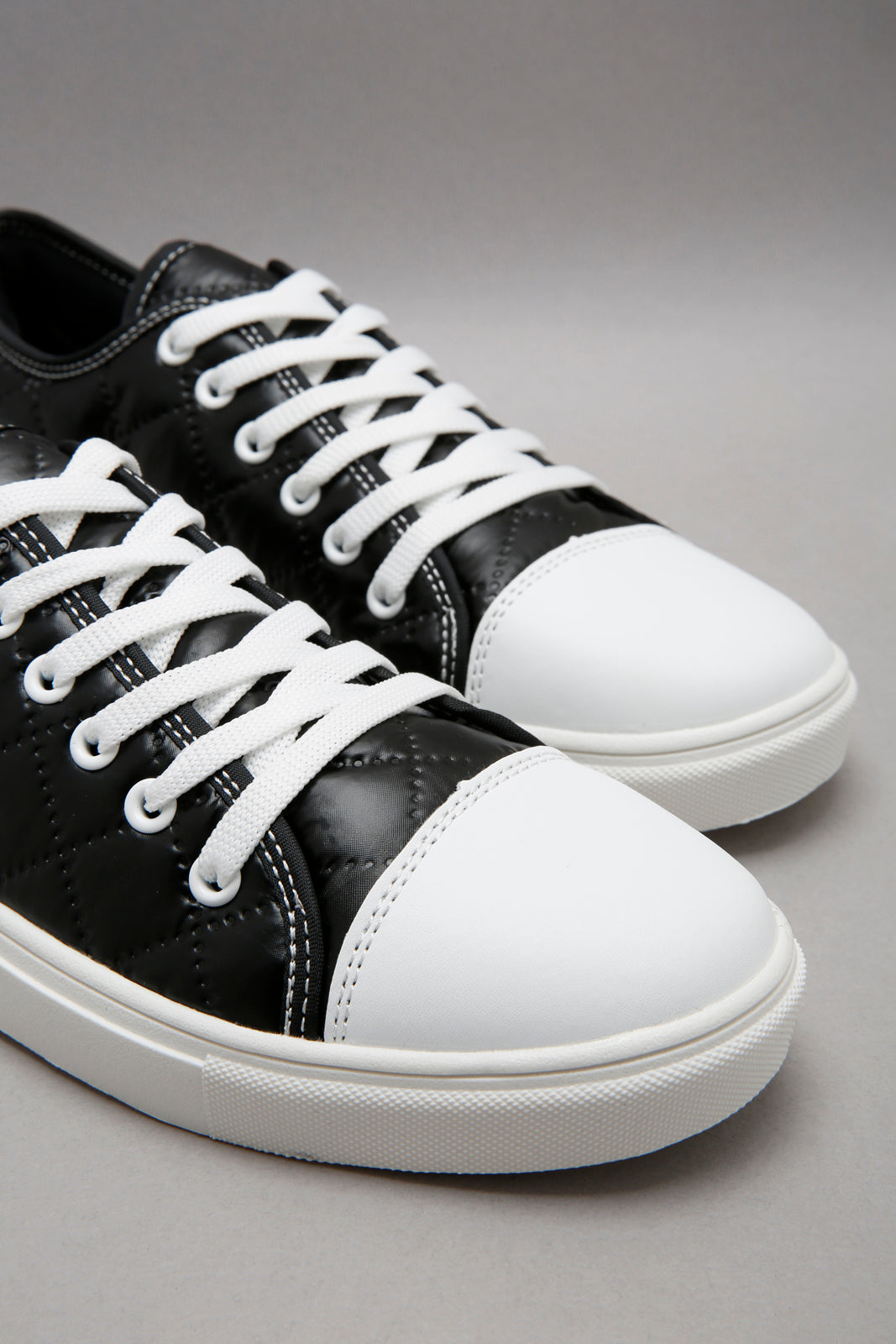 Black Quilted Lace-Up Sneaker