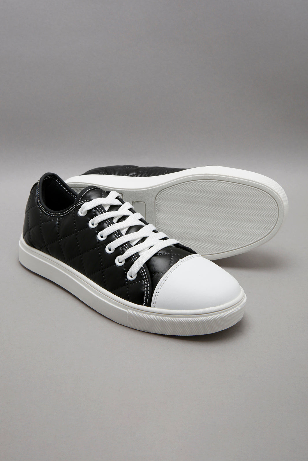 Black Quilted Lace-Up Sneaker