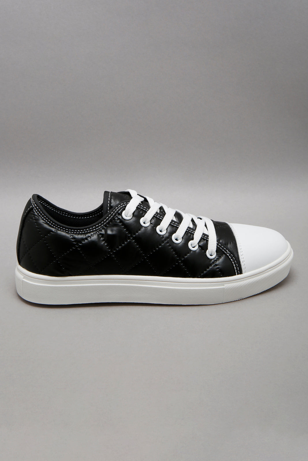Black Quilted Lace-Up Sneaker