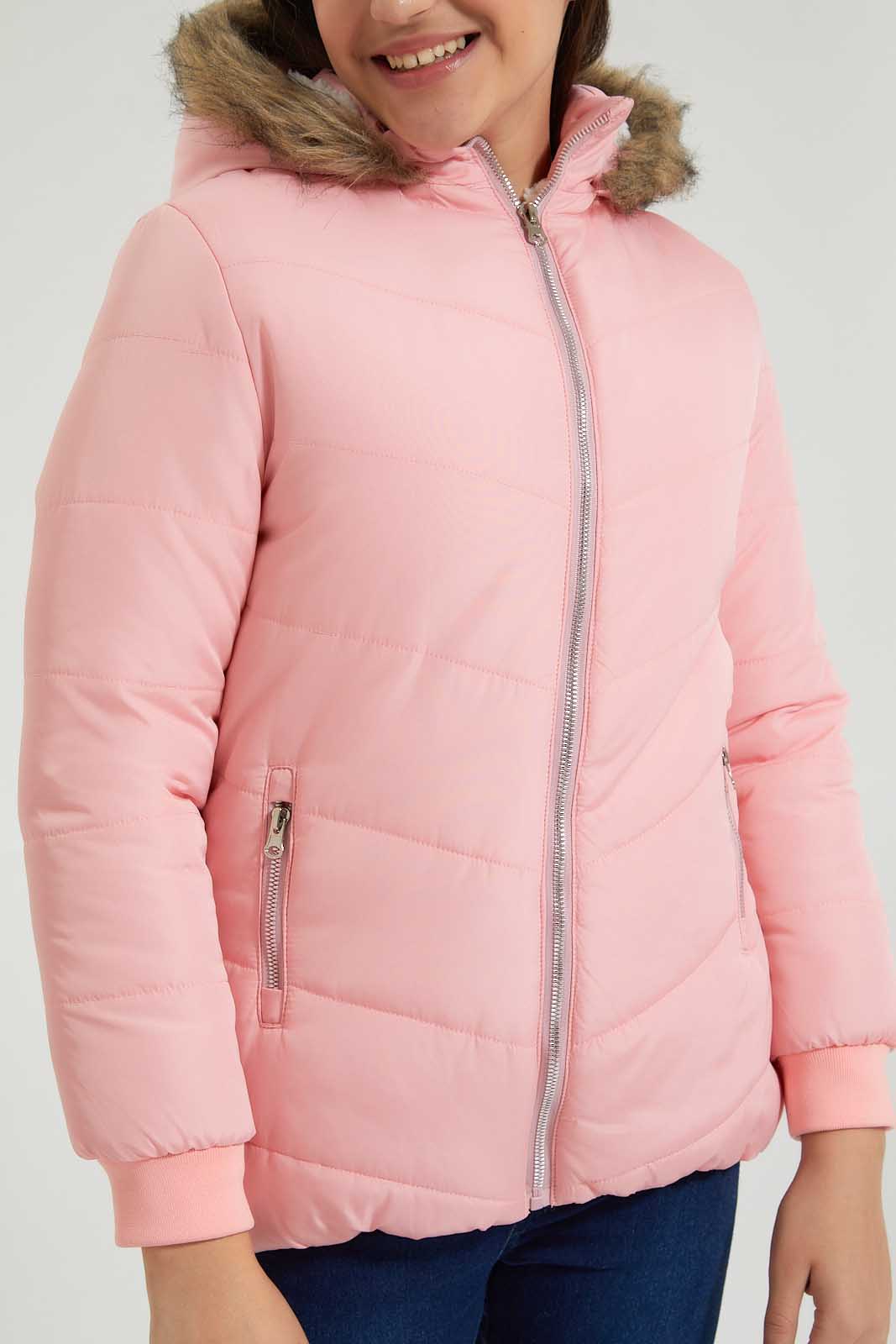 Redtag-Pink-Faux-Fur-Hooded-Padded-Jacket-Colour:Pink,-EHW,-Filter:Senior-Girls-(9-to-14-Yrs),-GSR-Jackets,-New-In,-New-In-GSR,-Non-Sale,-Section:Kidswear,-W21B-Senior-Girls-9 to 14 Years