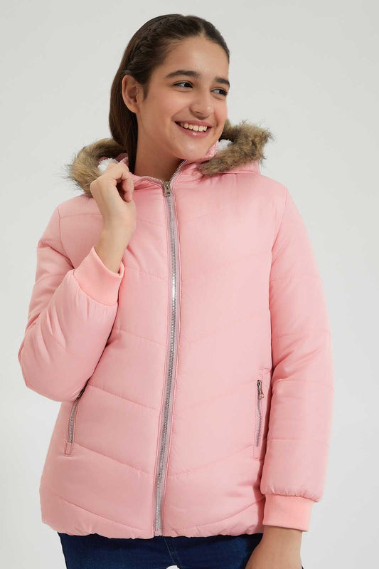 Redtag-Pink-Faux-Fur-Hooded-Padded-Jacket-Colour:Pink,-EHW,-Filter:Senior-Girls-(9-to-14-Yrs),-GSR-Jackets,-New-In,-New-In-GSR,-Non-Sale,-Section:Kidswear,-W21B-Senior-Girls-9 to 14 Years