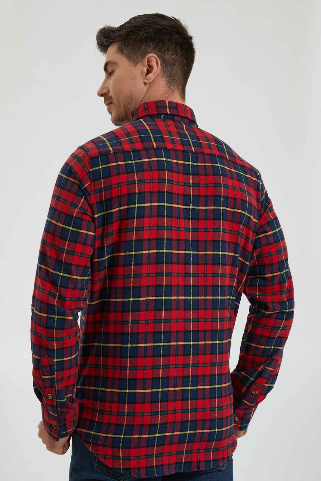 Redtag-Red/Green-Check-Shirt-Colour:Red,-Filter:Men's-Clothing,-Men-Shirts,-New-In,-New-In-Men,-Non-Sale,-Section:Men,-TBL,-W21B-Men's-