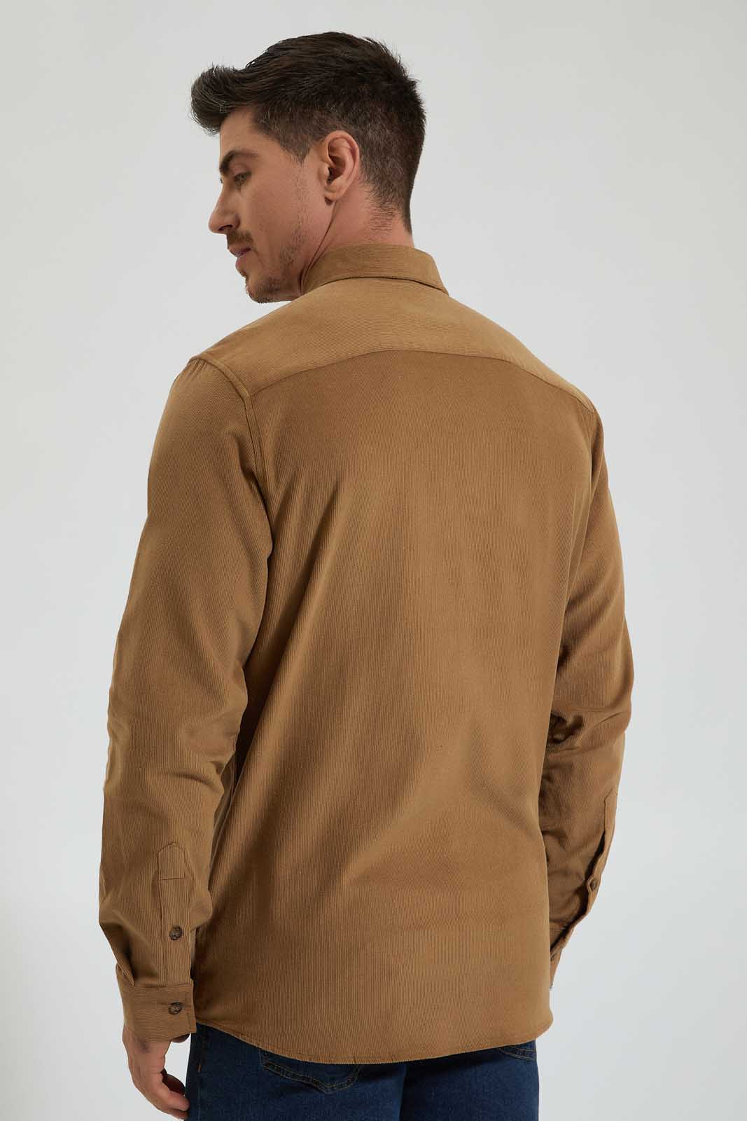 Redtag-Brown-Corduroy-Shirt-Colour:Brown,-Filter:Men's-Clothing,-Men-Shirts,-New-In,-New-In-Men,-Non-Sale,-Section:Men,-W21B-Men's-