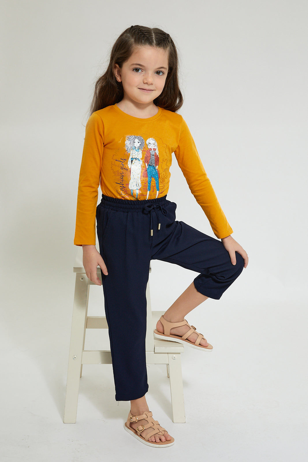 Navy Trouser With Elastic Waist