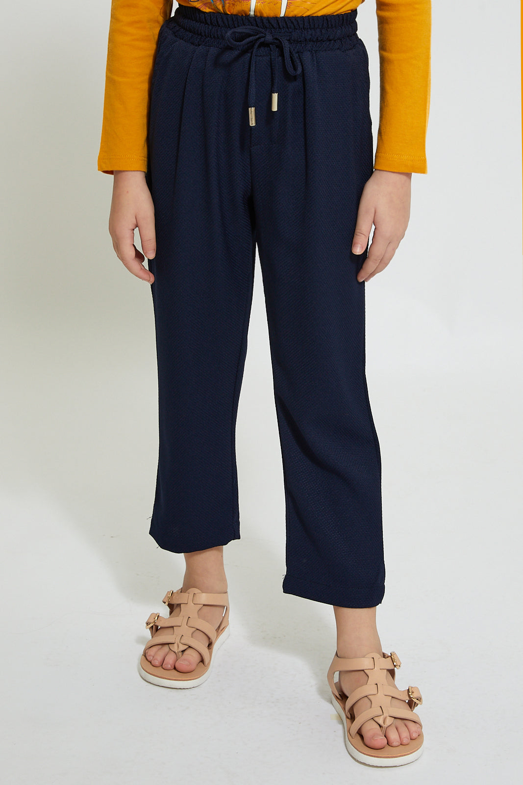 Navy Trouser With Elastic Waist