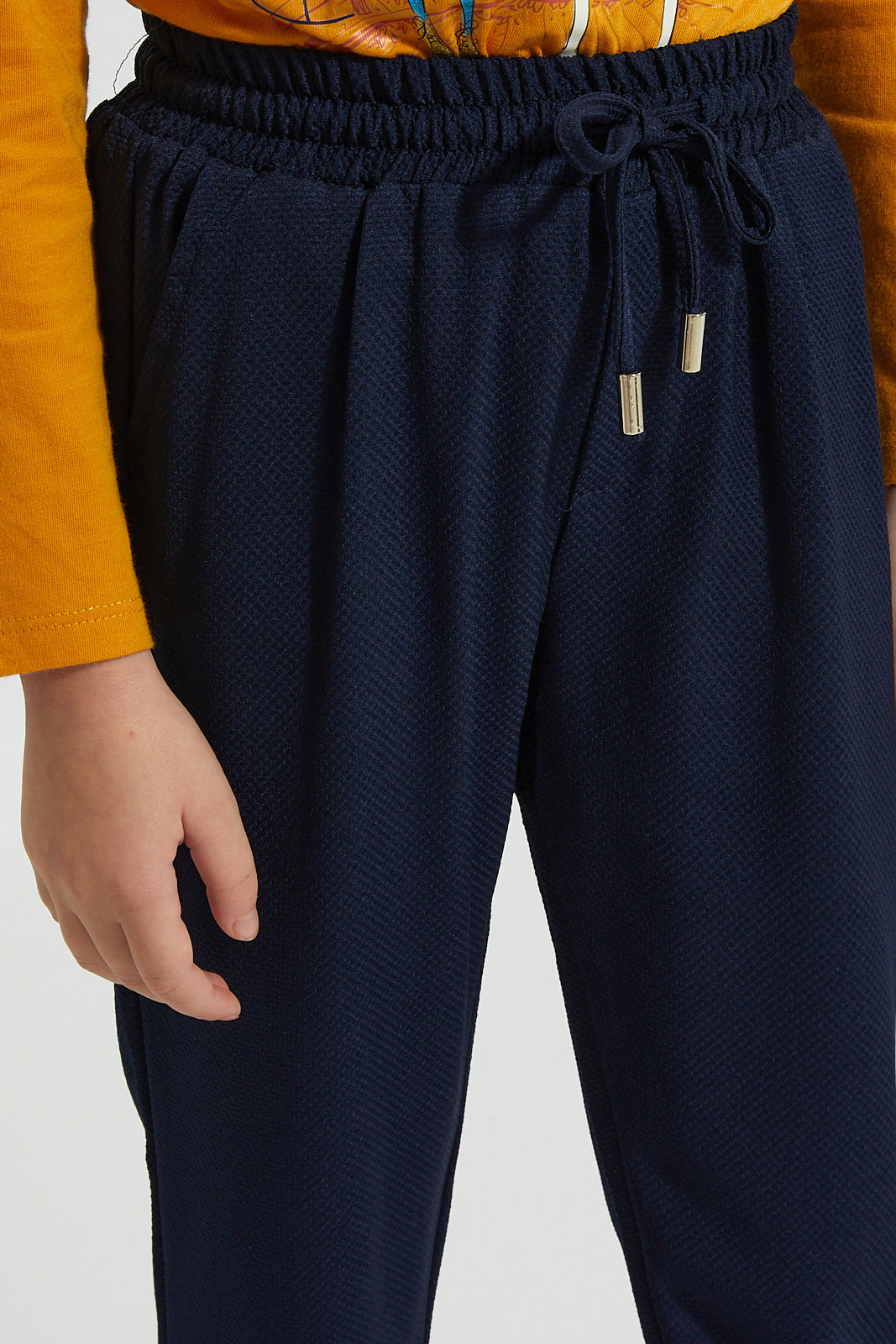 Navy Trouser With Elastic Waist