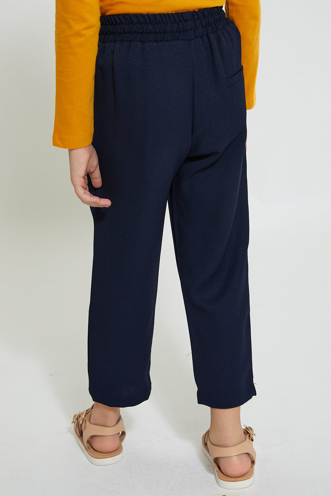 Navy Trouser With Elastic Waist
