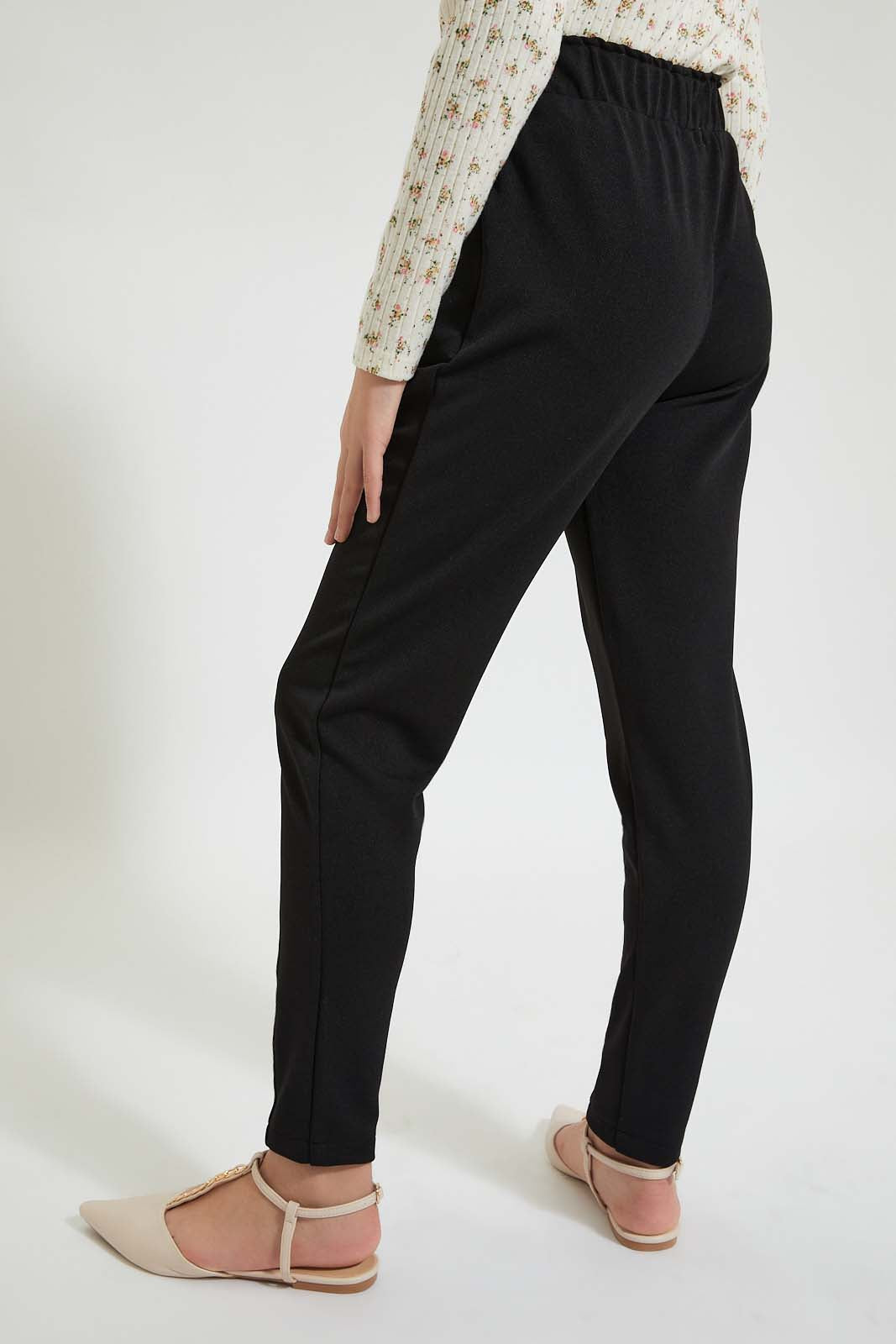 Redtag-Black-Textured-Knitted-Jogger-Colour:Black,-Filter:Senior-Girls-(9-to-14-Yrs),-GSR-Trousers,-New-In,-New-In-GSR,-Non-Sale,-Section:Kidswear,-TBL,-W21B-Senior-Girls-9 to 14 Years