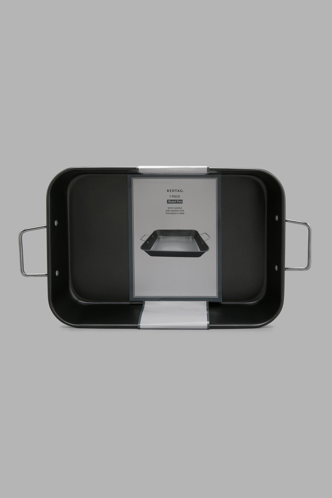 Redtag-Grey-Roast-Pan-with-Handle-Colour:Grey,-Filter:Home-Dining,-HMW-DIN-Bakeware,-New-In,-New-In-HMW-DIN,-Non-Sale,-Section:Homewares,-W21A-Home-Dining-