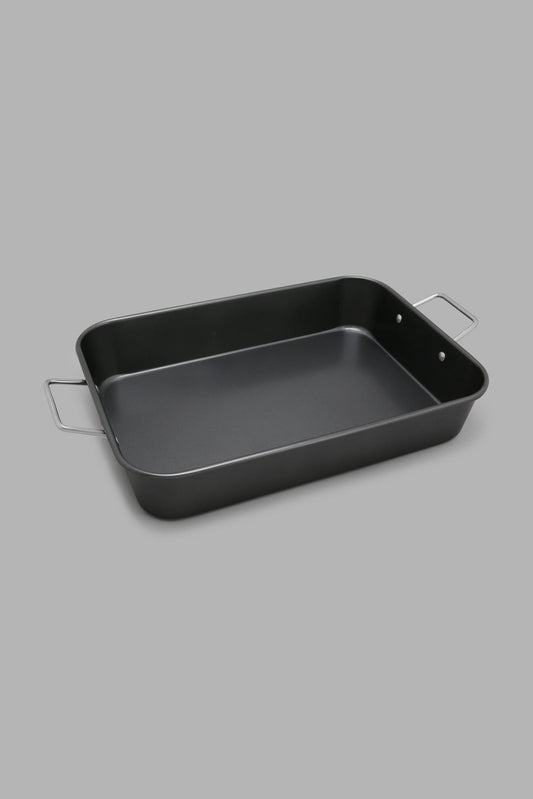 Redtag-Grey-Roast-Pan-with-Handle-Colour:Grey,-Filter:Home-Dining,-HMW-DIN-Bakeware,-New-In,-New-In-HMW-DIN,-Non-Sale,-Section:Homewares,-W21A-Home-Dining-