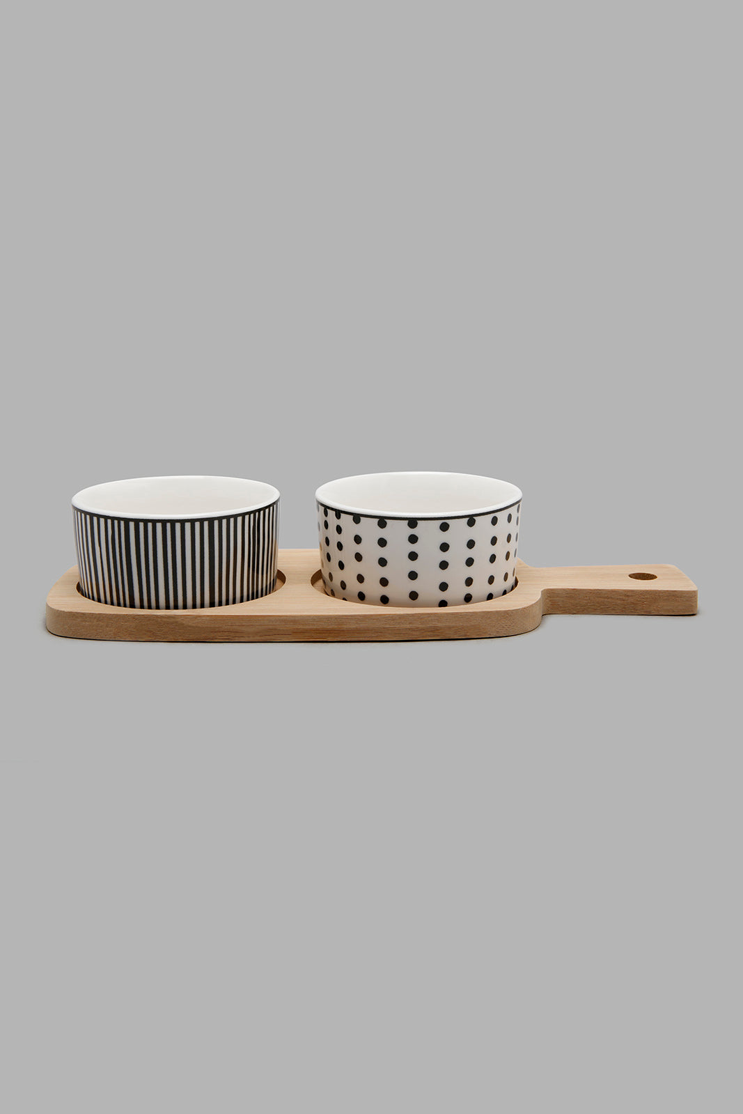Redtag-White-Round-Serving-Bowl-With-Bamboo-Tray-(3-Piece)-Serving-Bowls-Home-Dining-