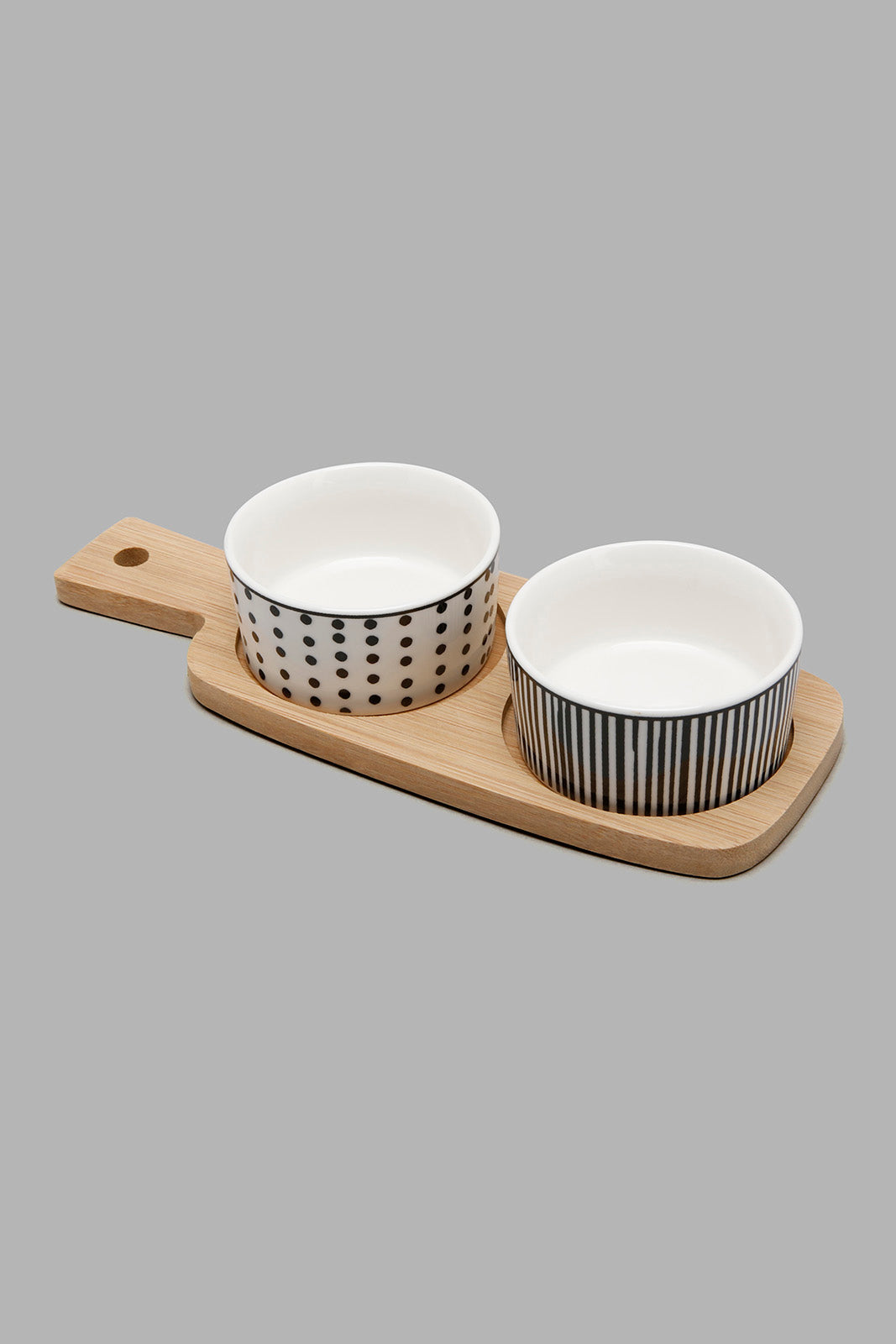 Redtag-White-Round-Serving-Bowl-With-Bamboo-Tray-(3-Piece)-Serving-Bowls-Home-Dining-