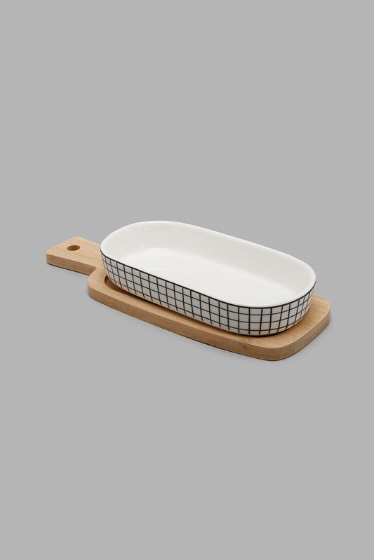 Redtag-Assorted-Oval-Serving-Bowl-With-Bamboo-Tray-(2-Piece)-Serving-Bowls-Home-Dining-