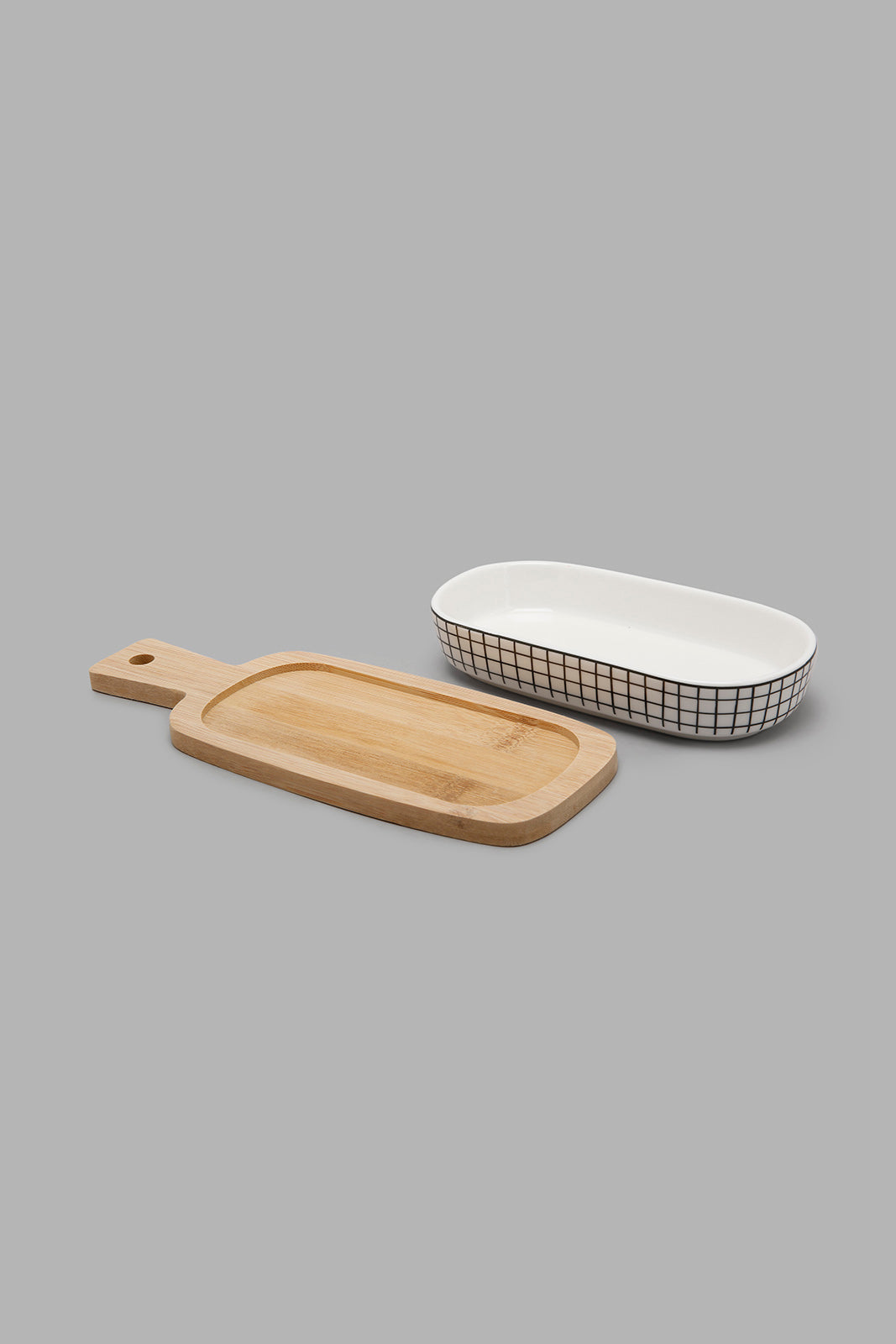 Redtag-Assorted-Oval-Serving-Bowl-With-Bamboo-Tray-(2-Piece)-Serving-Bowls-Home-Dining-