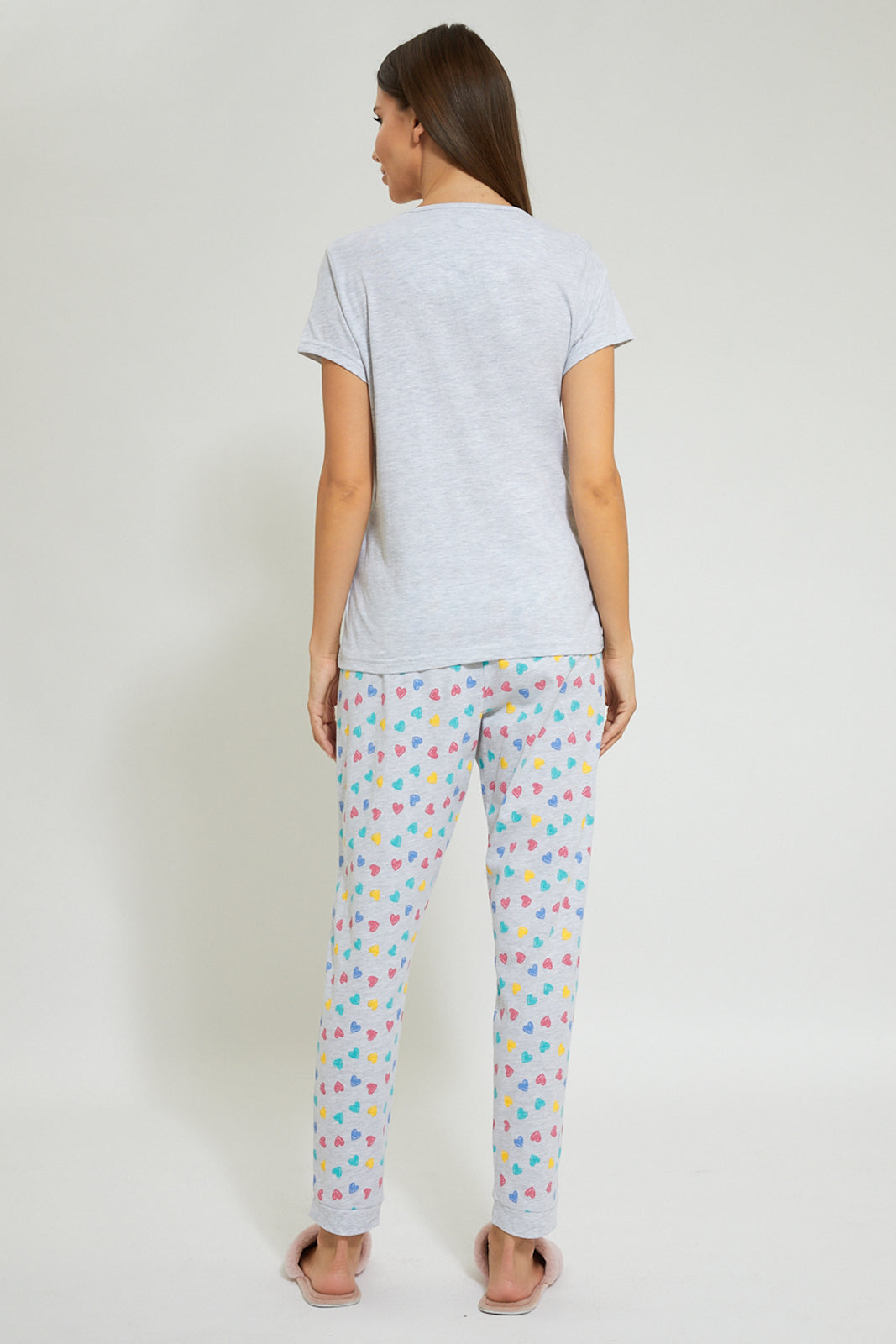 Redtag-Grey-All-Day-Printed-Pyjama-Set-(2-Pcs)-Pyjama-Sets-Women's-