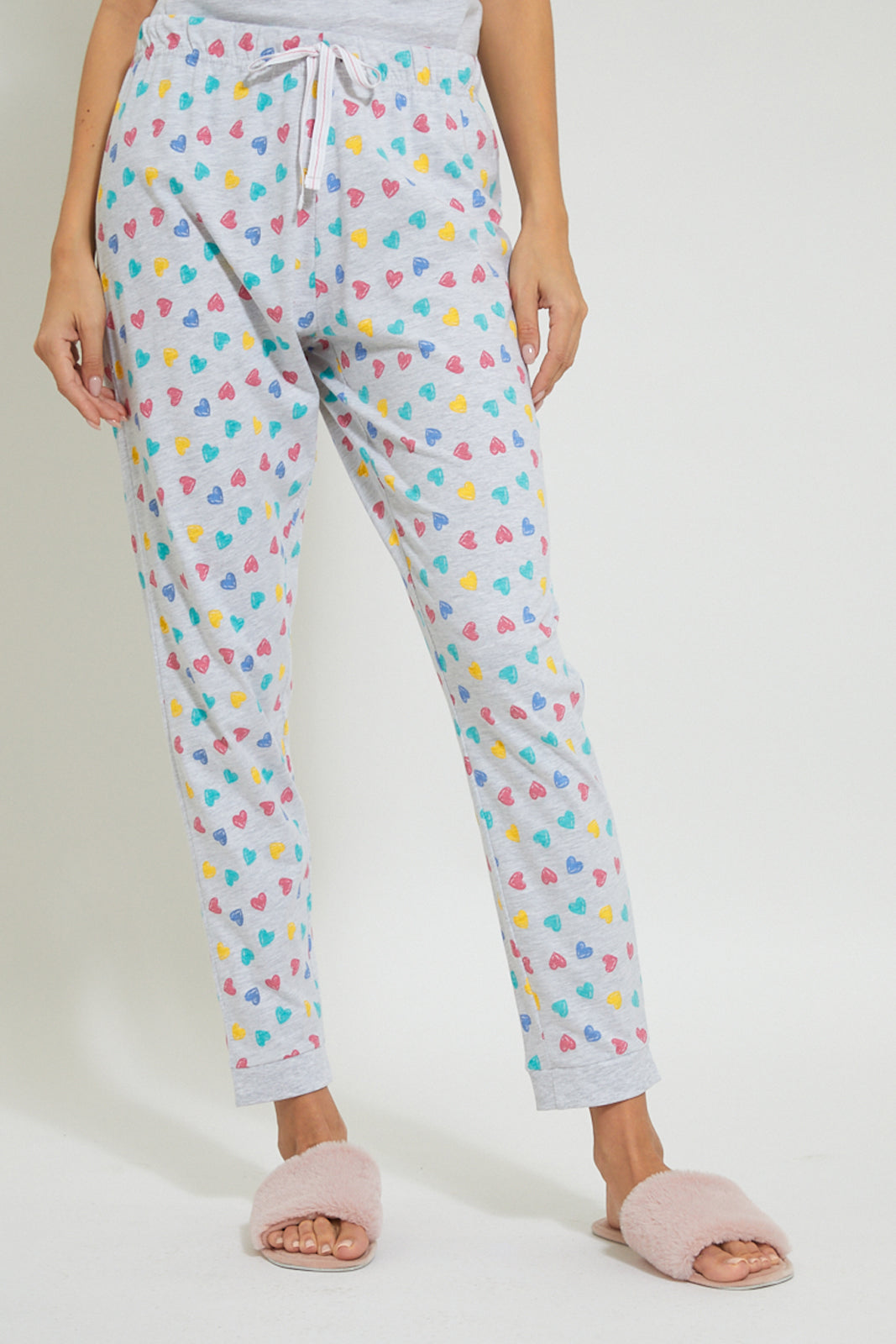 Redtag-Grey-All-Day-Printed-Pyjama-Set-(2-Pcs)-Pyjama-Sets-Women's-