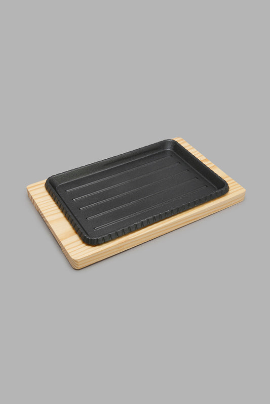 Redtag-Black-Rectangle-Sizzler-Set-With-Handle-(2-Piece)-Colour:Black,-Filter:Home-Dining,-HMW-DIN-Bakeware,-New-In,-New-In-HMW-DIN,-Non-Sale,-Section:Homewares,-W21B-Home-Dining-0