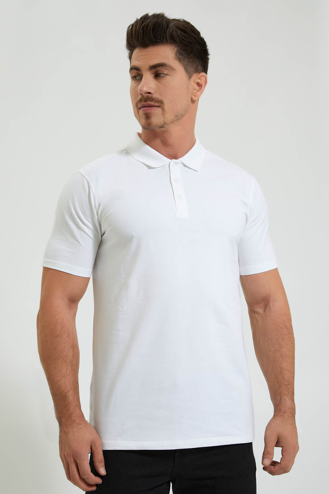Redtag-White-Polo-Shirt-Colour:White,-Filter:Men's-Clothing,-Men-T-Shirts,-New-In,-New-In-Men,-Non-Sale,-Section:Men,-TBL,-W21B-Men's-