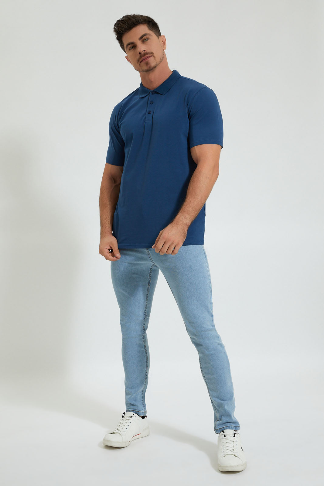 Redtag-Indigo-Blue-Polo-Shirt-Colour:Indigo,-Filter:Men's-Clothing,-Men-T-Shirts,-New-In,-New-In-Men,-Non-Sale,-Section:Men,-TBL,-W21B-Men's-