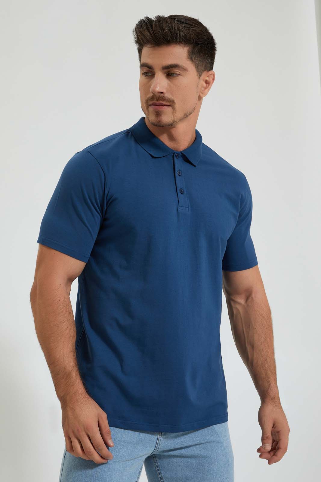 Redtag-Indigo-Blue-Polo-Shirt-Colour:Indigo,-Filter:Men's-Clothing,-Men-T-Shirts,-New-In,-New-In-Men,-Non-Sale,-Section:Men,-TBL,-W21B-Men's-