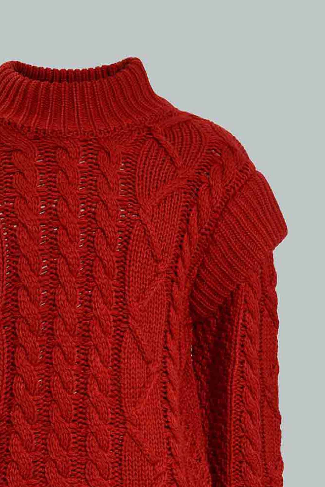 Redtag-Red-Highneck-Cable-Pullover-Colour:Red,-EHW,-Filter:Senior-Girls-(9-to-14-Yrs),-GSR-Pullovers,-New-In,-New-In-GSR,-Non-Sale,-Section:Kidswear,-W21B-Senior-Girls-9 to 14 Years