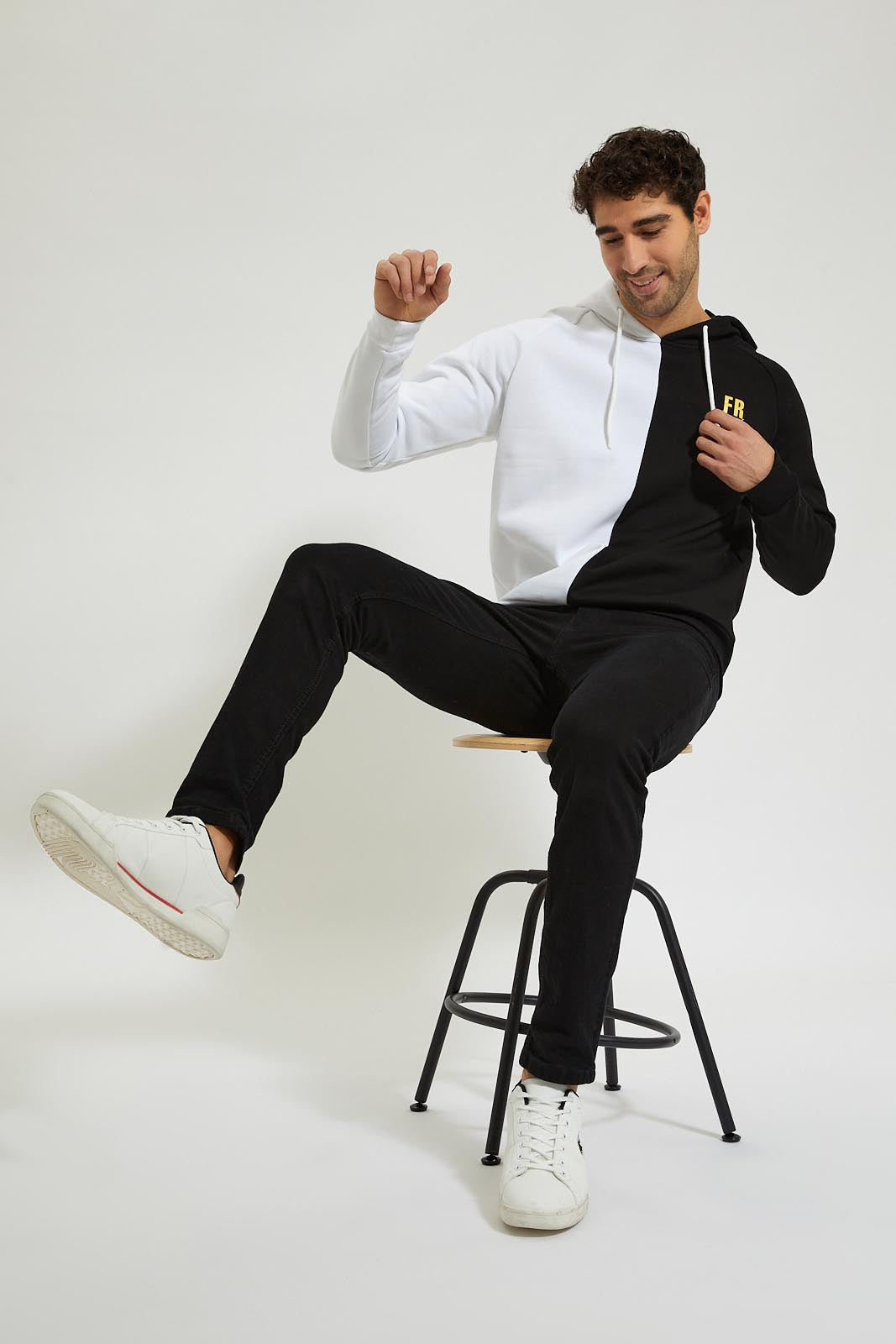 Redtag-White-&-Black-Pullover-Hoody-With-Emb-Wings-@-Back-Colour:White,-Filter:Men's-Clothing,-Men-Sweatshirts,-New-In,-New-In-Men,-Non-Sale,-Section:Men,-W21B-Men's-