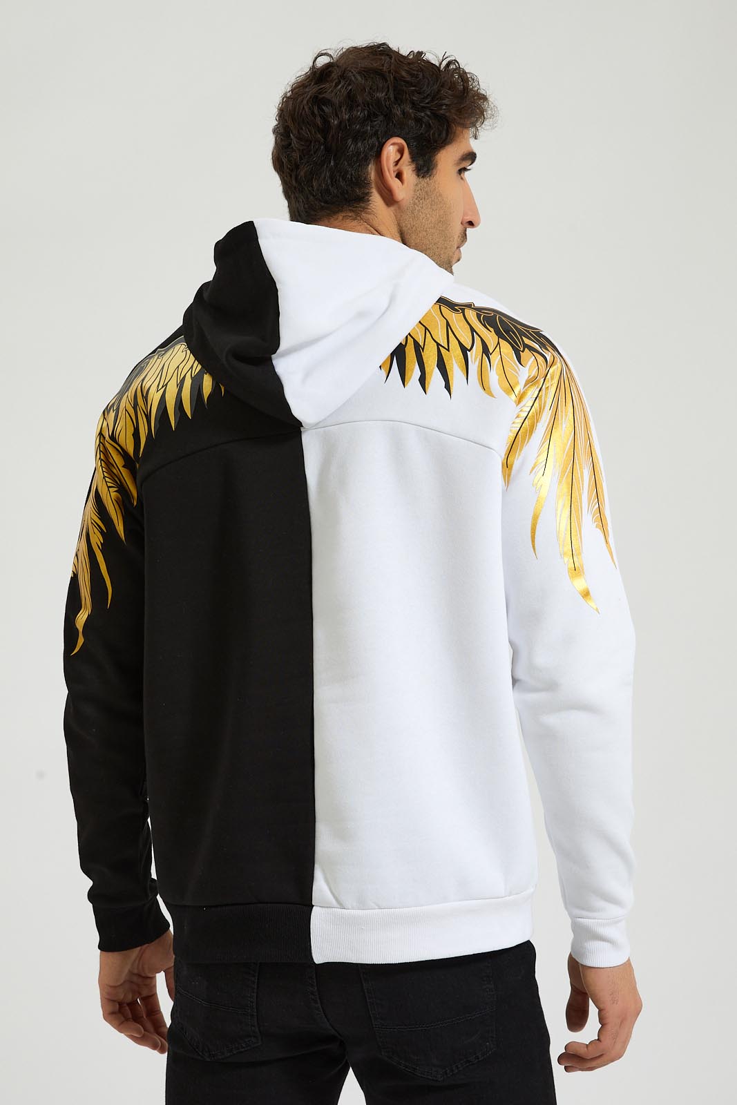 Redtag-White-&-Black-Pullover-Hoody-With-Emb-Wings-@-Back-Colour:White,-Filter:Men's-Clothing,-Men-Sweatshirts,-New-In,-New-In-Men,-Non-Sale,-Section:Men,-W21B-Men's-