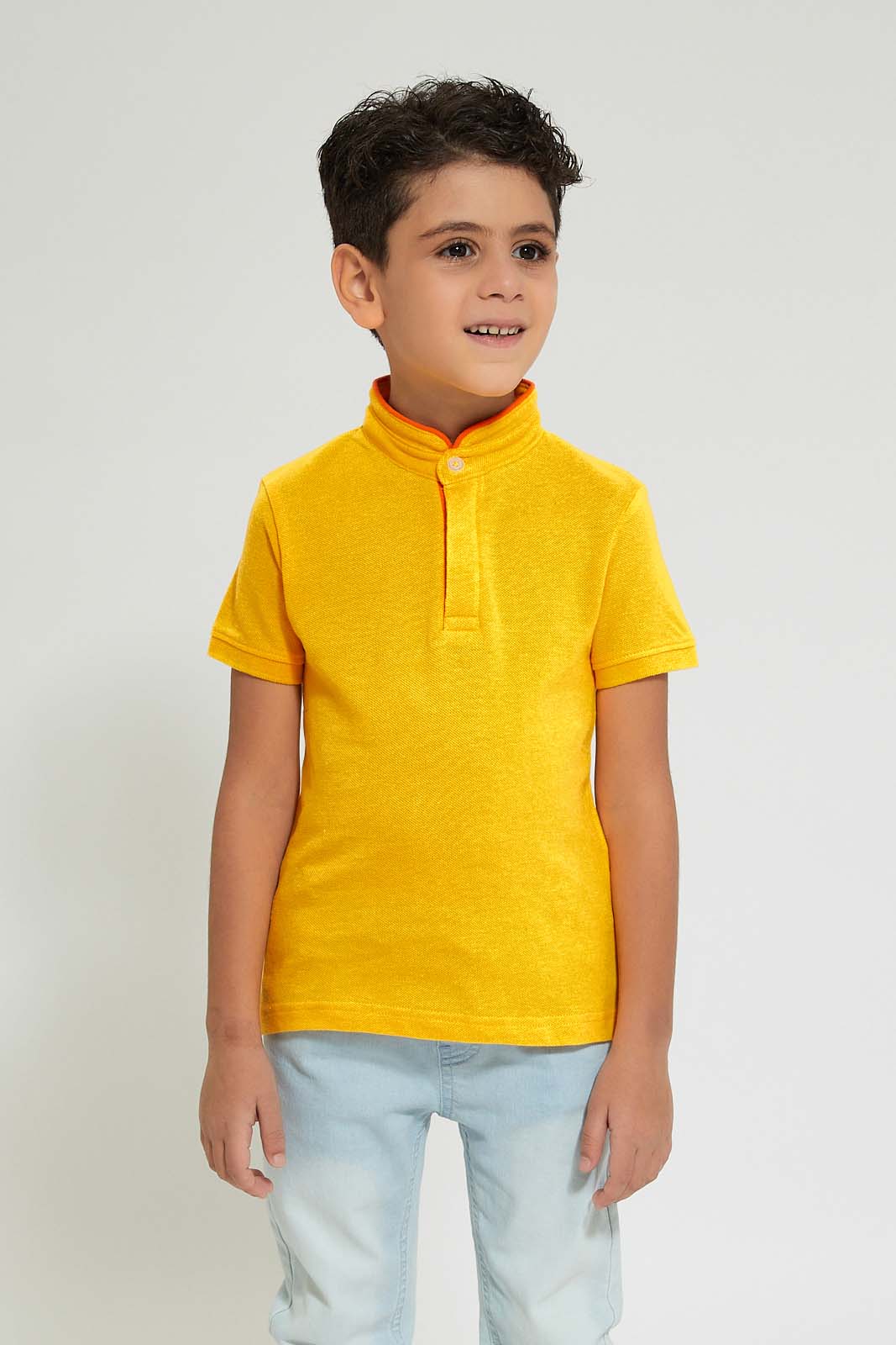 Yellow Stand Up Collar Polo