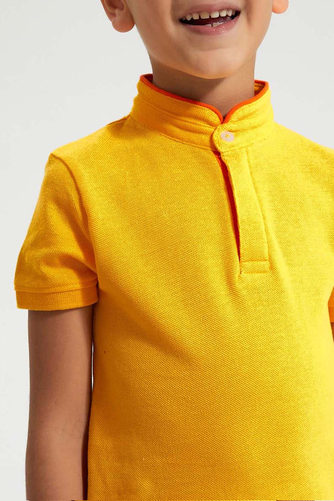 Yellow Stand Up Collar Polo