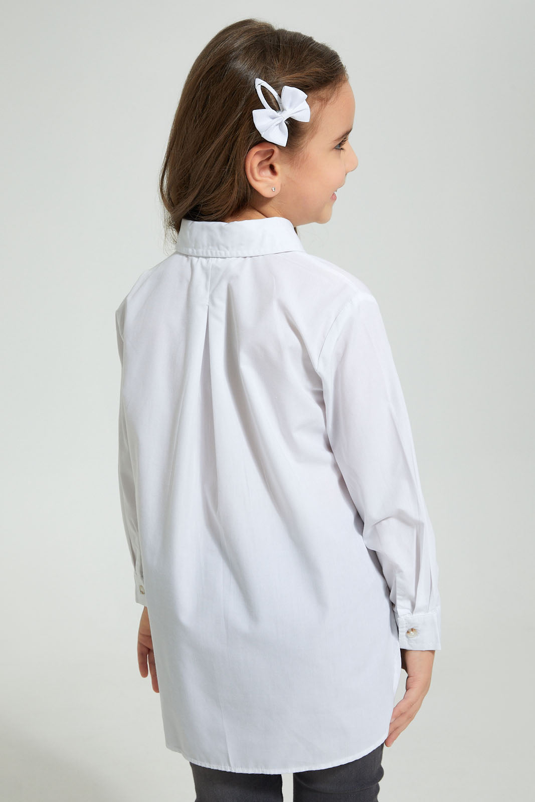 Redtag-White-Half-Placket-Tunic-Blouse-Blouses-Girls-2 to 8 Years