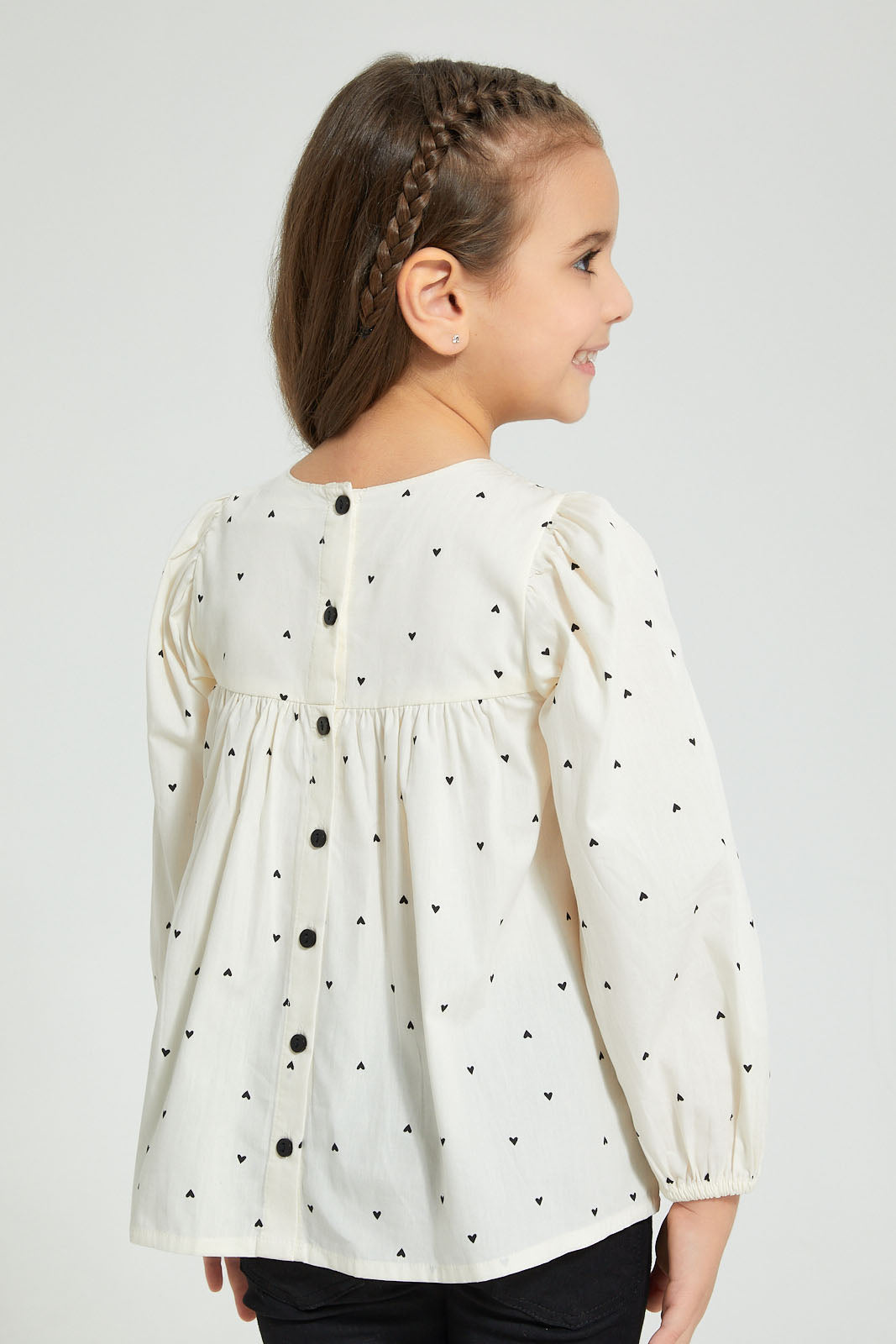 Redtag-Beige-Printed-Blouse-Blouses-Girls-2 to 8 Years