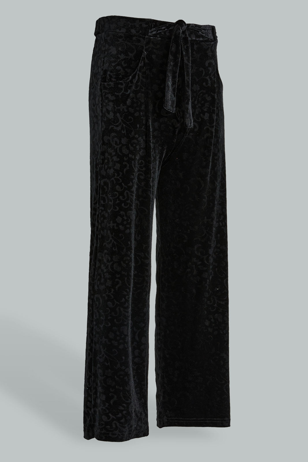 Redtag-Black-Wideleg-Velvet-Culottes-Trousers-Senior-Girls-9 to 14 Years