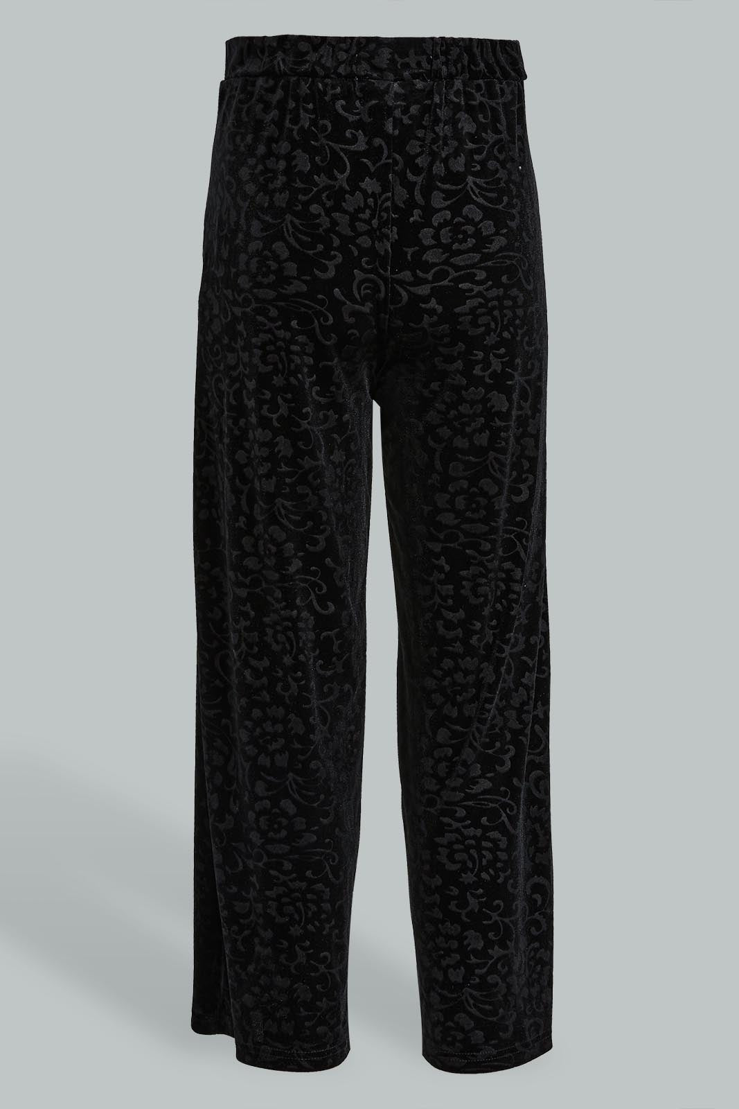 Redtag-Black-Wideleg-Velvet-Culottes-Trousers-Senior-Girls-9 to 14 Years