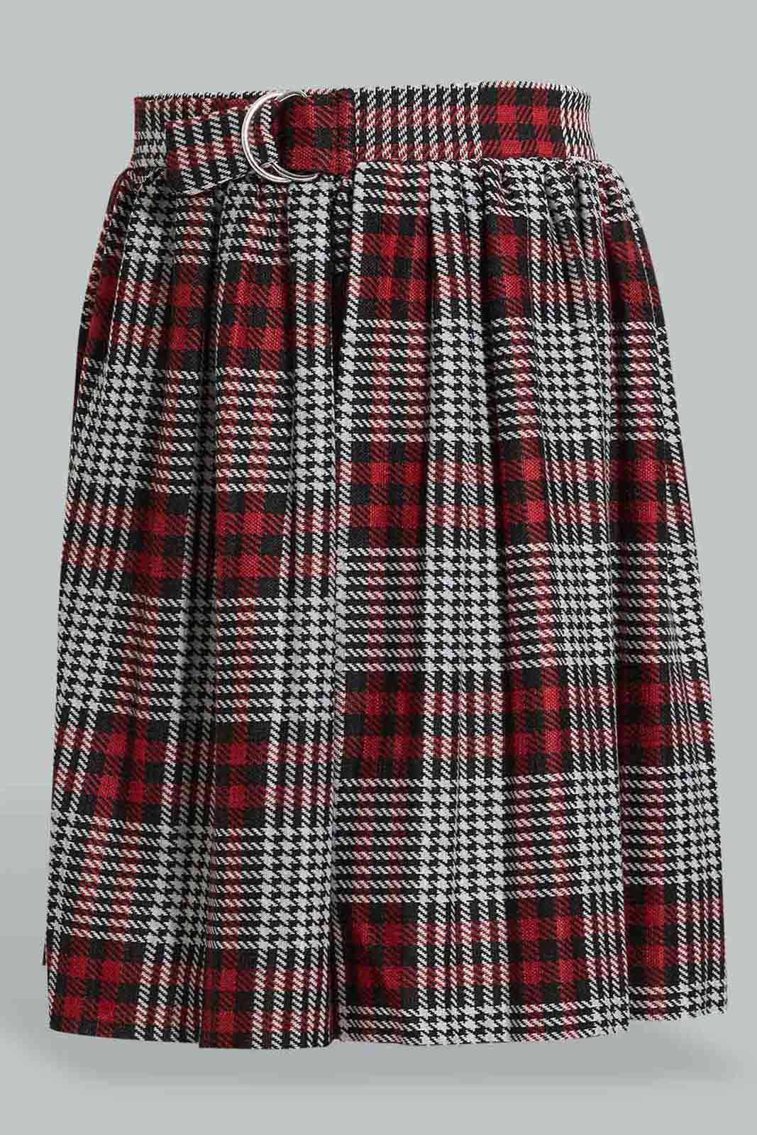 Redtag-Red-Plaid-Pleated-Skirt-Colour:Assorted,-Filter:Senior-Girls-(9-to-14-Yrs),-GSR-Skirts,-New-In,-New-In-GSR,-Non-Sale,-Section:Kidswear,-W21B-Senior-Girls-9 to 14 Years