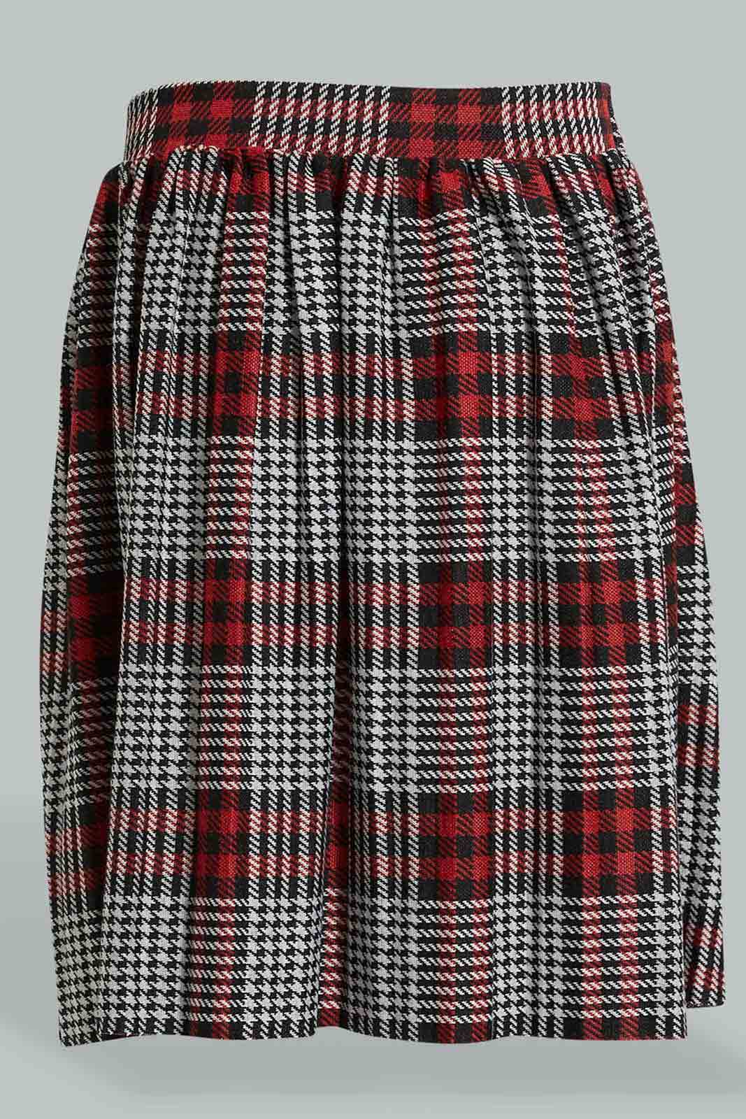 Redtag-Red-Plaid-Pleated-Skirt-Colour:Assorted,-Filter:Senior-Girls-(9-to-14-Yrs),-GSR-Skirts,-New-In,-New-In-GSR,-Non-Sale,-Section:Kidswear,-W21B-Senior-Girls-9 to 14 Years
