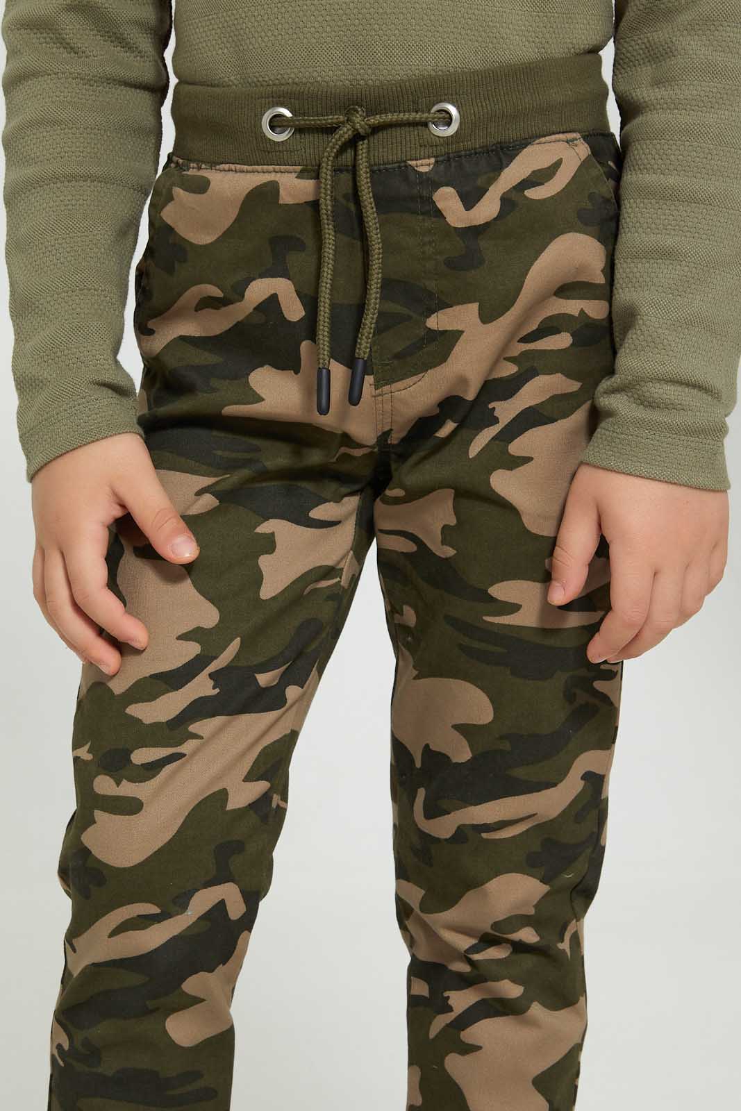 Redtag-Greem-Camo-Rib-Waistband-Trouser-Chinos-Boys-2 to 8 Years