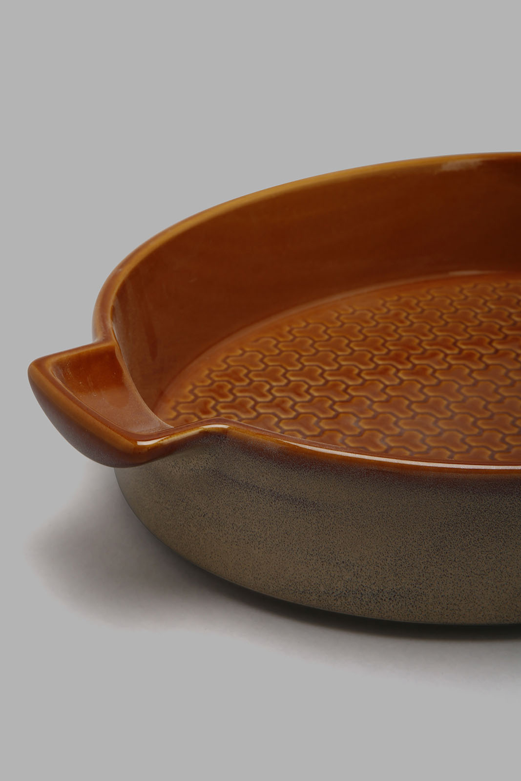 Redtag-Brown-Oval-Embossed-Baking-Dish-Serving-Dish-Home-Dining-