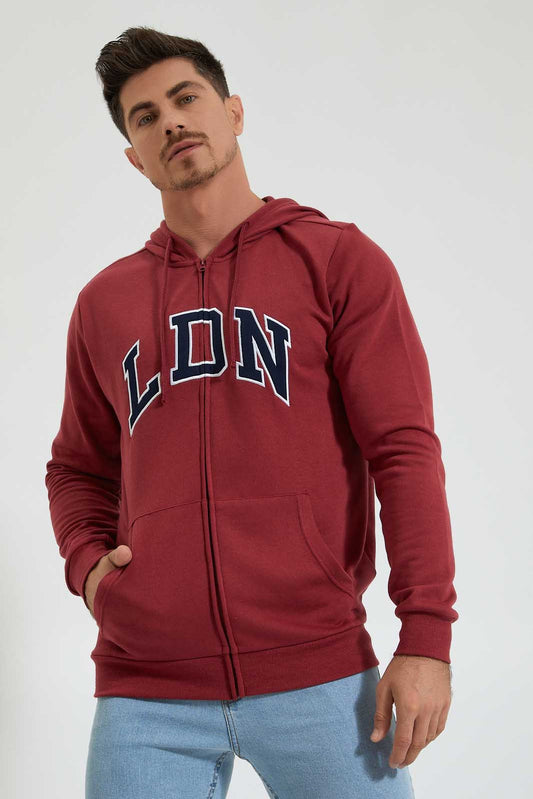 Redtag-Red-Zip-Thru-Hoody-With-Chest-Appilque-Colour:Red,-Filter:Men's-Clothing,-Men-Sweatshirts,-New-In,-New-In-Men,-Non-Sale,-Section:Men,-TBL,-W21B-Men's-